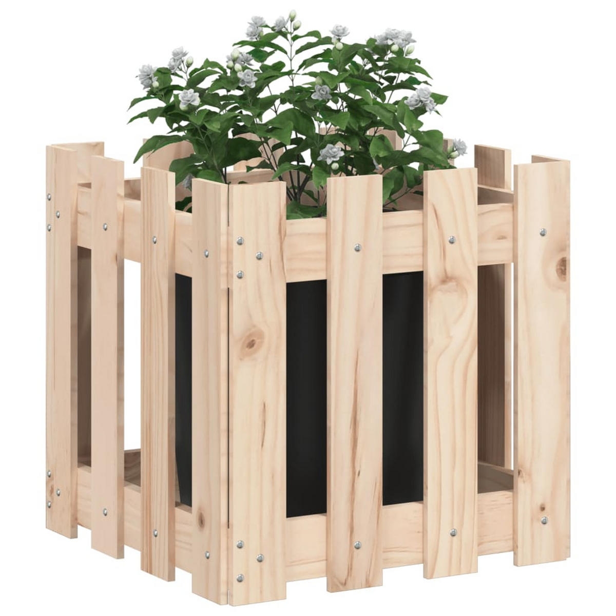 PFLANZKÜBEL Lattenzaun-Design 40x40x40 cm Massivholz Kiefer - Naturfarben, Holz (40/40/40cm)