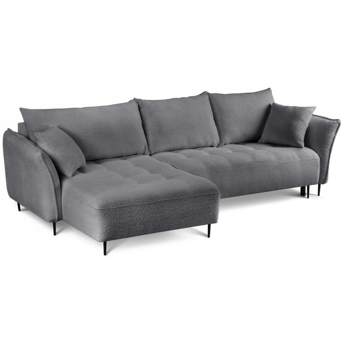 ECKSCHLAFSOFA Bari links dunkelgrau - Dunkelgrau/Schwarz, Textil (276/158cm) - Beautysofa