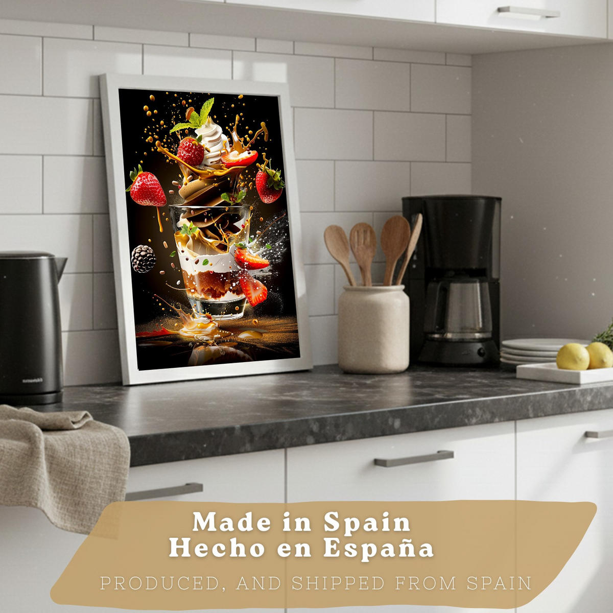 PLAKAT Sada 2 Jahody A3 Bílý rám - bílá, papír (29.7/1/42cm) - Nacnic