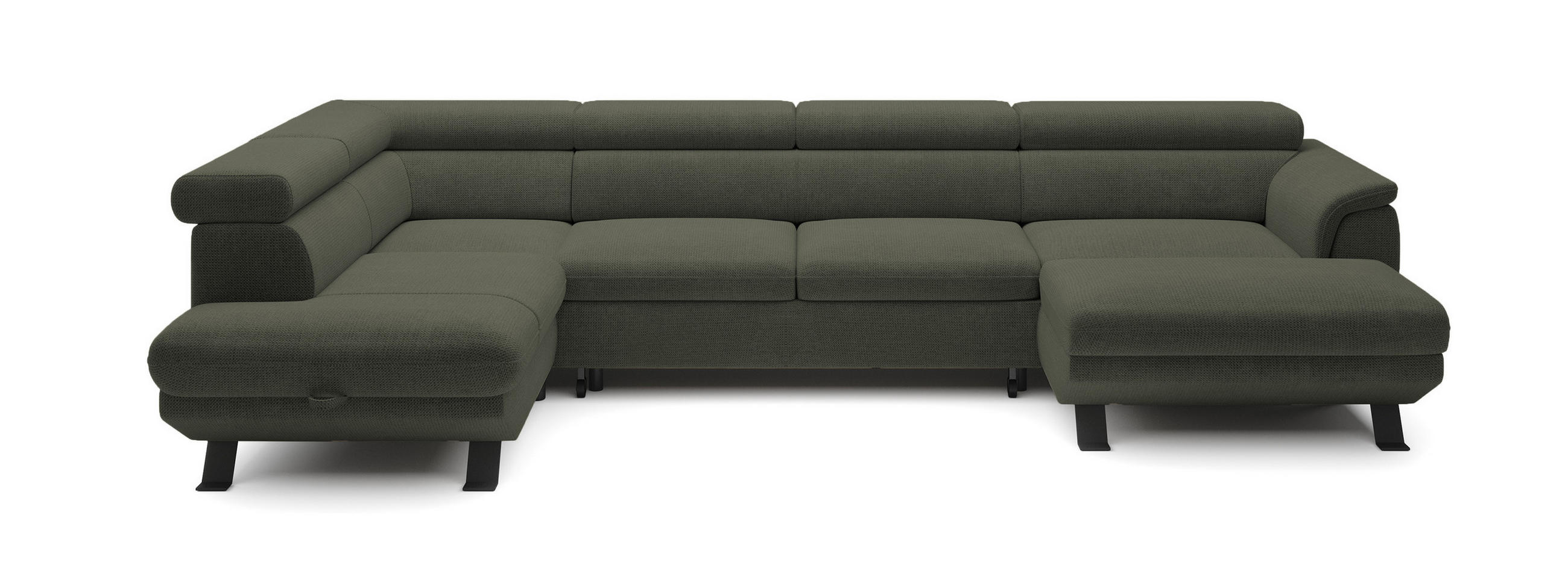 ECKSCHLAFSOFA Raven XL, Verstellbaren Kopfstützen, Bettkasten, Großes Sofa 334x198x162cm Linke, Taupe - Taupe, Holz/Textil (198/334cm) - DomoHome