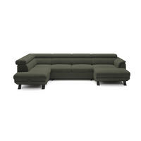 ECKSCHLAFSOFA Raven XL, Verstellbaren Kopfstützen, Bettkasten, Großes Sofa 334x198x162cm Linke, Taupe - Taupe, Holz/Textil (198/334cm) - DomoHome