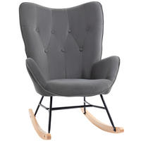 SESSEL 65/70/96 cm, Schaukelstuhl mit hoher Rückenlehne, gepolstert, Samtoptik, dunkelgrau - Dunkelgrau, Kunststoff (70/96/65cm) - Redom