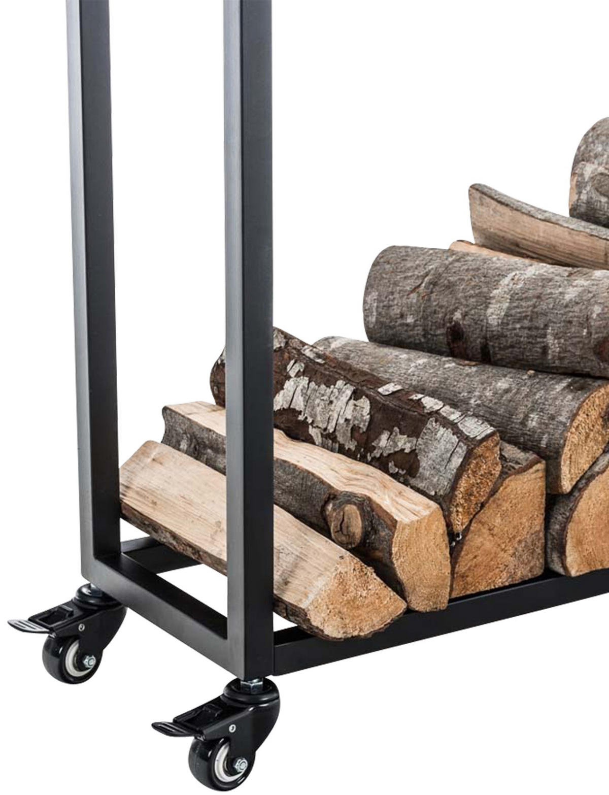 KAMINHOLZREGAL innen Metall BETTA mit Rollen 25x40x100 cm - Schwarz, Metall (40/100/25cm) - DELUKE