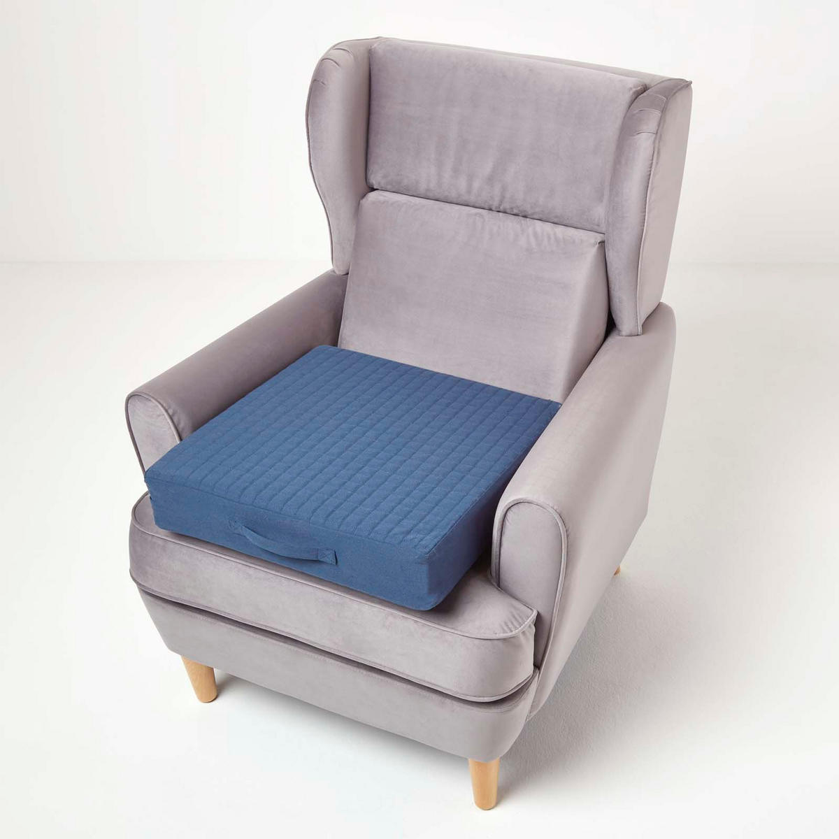 SITZKISSEN-BEZUG blau 50/50/10 – Kissenhülle wattiert, Baumwolle - Dunkelblau, Textil (50/50/10cm) - Homescapes