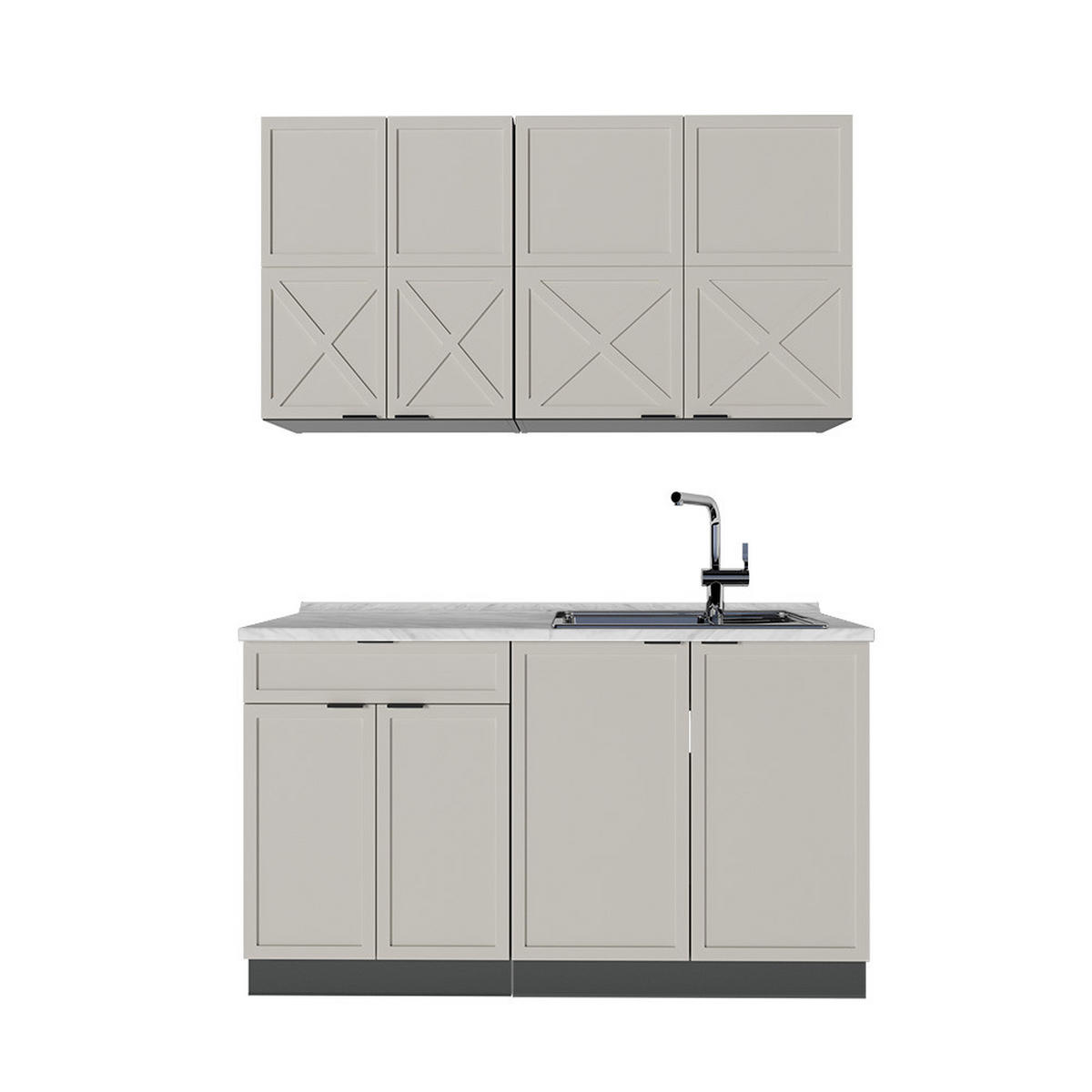 SINGLEKÜCHE Fame-Line GrauBeige/Anthrazit 140 cm ohne AP - Greige/Anthrazit, Holzwerkstoff (140/81.6/46cm) - Vicco