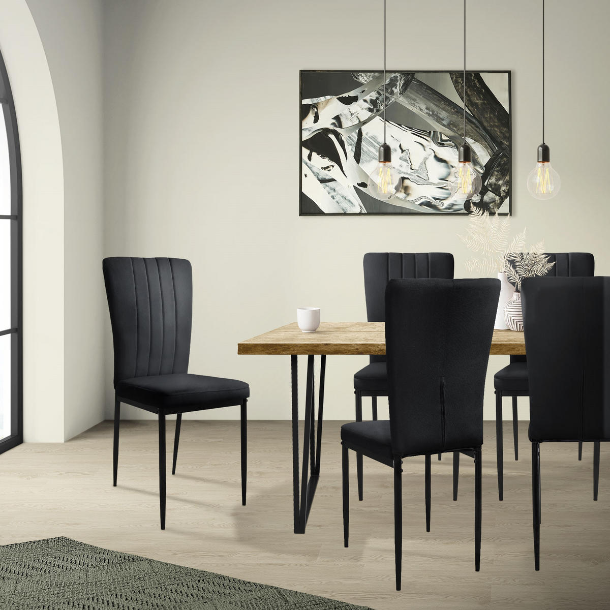 ESSZIMMERSTUHL schwarz 4er Set - Schwarz, Metall (42/97/42cm) - ML-DESIGN