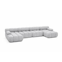 ECKSOFA U-Form XL, Stoff Bouclé Abriamo, Hellgrau, Selia U XL - Hellgrau, Holz (380/70/160cm) - Kaiser Möbel