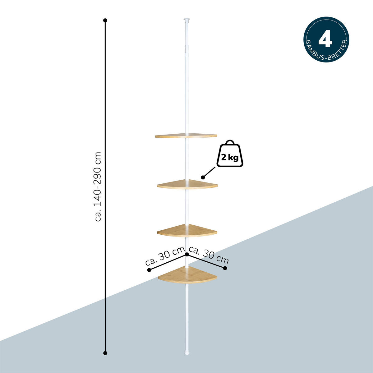 WANDREGAL, weiß - Weiß, Metall (30/290/30cm) - bremermann