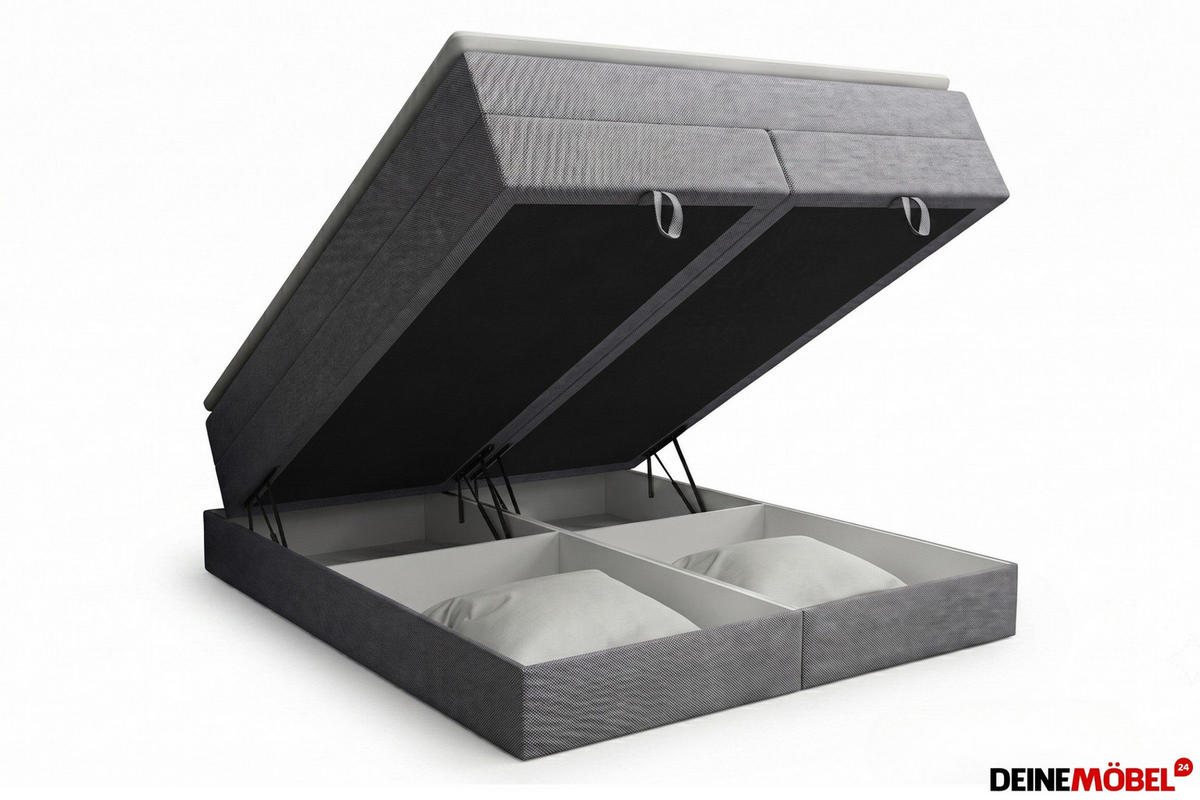 BOXSPRINGBETT VERNO 180/200 in Stoff Hellgrau - Hellgrau, Holz/Holzwerkstoff (180/200cm) - Deine Möbel 24