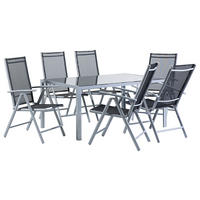 GARTENMÖBEL SET 6-Sitzer Aluminium schwarz Catania - Silberfarben/Schwarz, Metall - Beliani