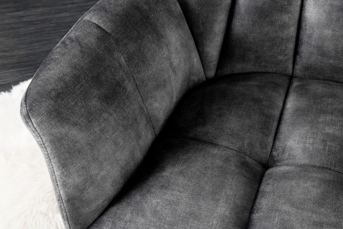 SITZBANK PAPILLON Samt Grau 165 cm - Schwarz/Grau, Textil/Metall (165/85/65cm) - riess-ambiente