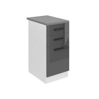KÜCHENUNTERSCHRANK 40 cm mit Arbeitsplatte, Silber Hochglanz - Grau, Holz (40/85/51.6cm) - B BELINI GROUP