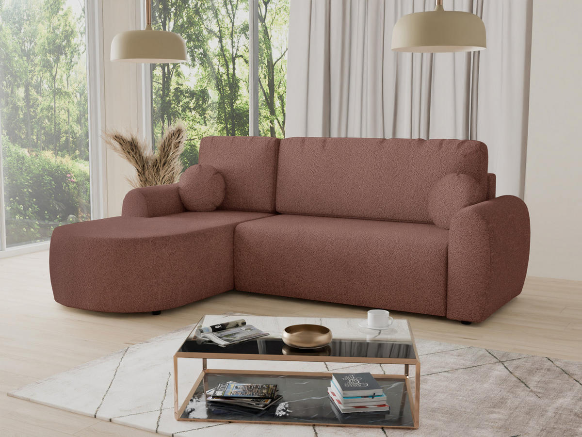 ECKSOFA Jazz, Seite: Links - Rosa, Holz/Textil (240/160cm) - Sofnet
