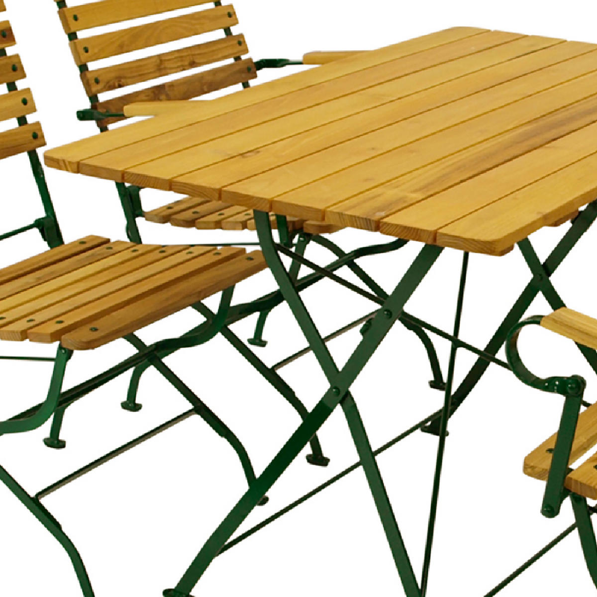 SITZGRUPPE Hobart - Garten-Garnitur 5-teilig, Flachstahl Robinienholz - Gestell verzinkt dunkelgrün - Grün, Holz - TPFGarden