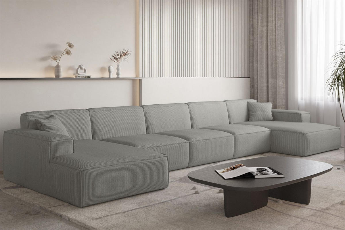 WOHNLANDSCHAFT Celes Premium Xl Scala - Grau, Holzwerkstoff/Textil (462/73/165cm) - Fun Möbel