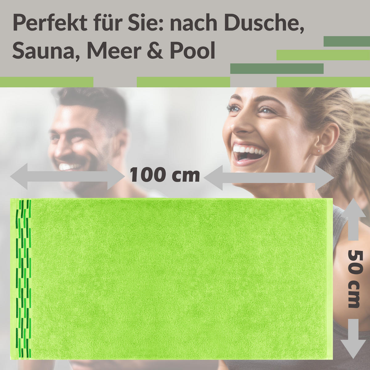 HANDTUCH Lugano Apfelgrün 2er 50x100 cm - Hellgrün, Textil (50/100cm) - Lashuma