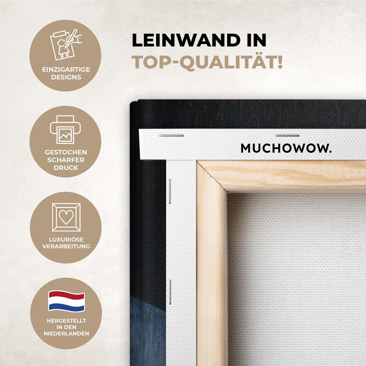 LEINWANDBILD Abstrakt - Formen - Dunkelblau 90x140 cm - Cognac, Textil (90/140cm) - MuchoWow