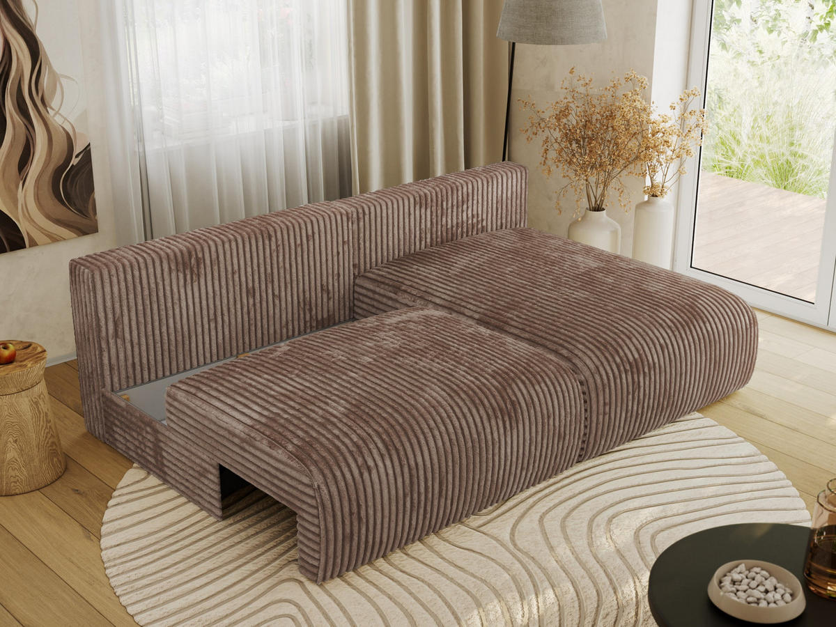 ECKSCHLAFSOFA VIVO L Braun Cord - rechts - Schwarz/Braun, Kunststoff/Textil (150/223cm) - MKS