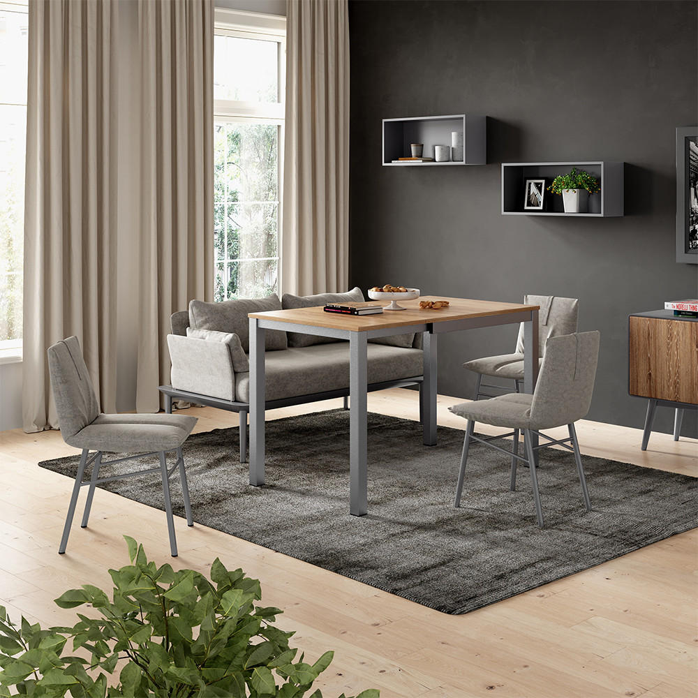 ESSTISCH Granny Eiche/Grau 120 x 70 cm ausziehbar - Eichefarben/Grau, Holzwerkstoff (70/120/76cm) - Vicco