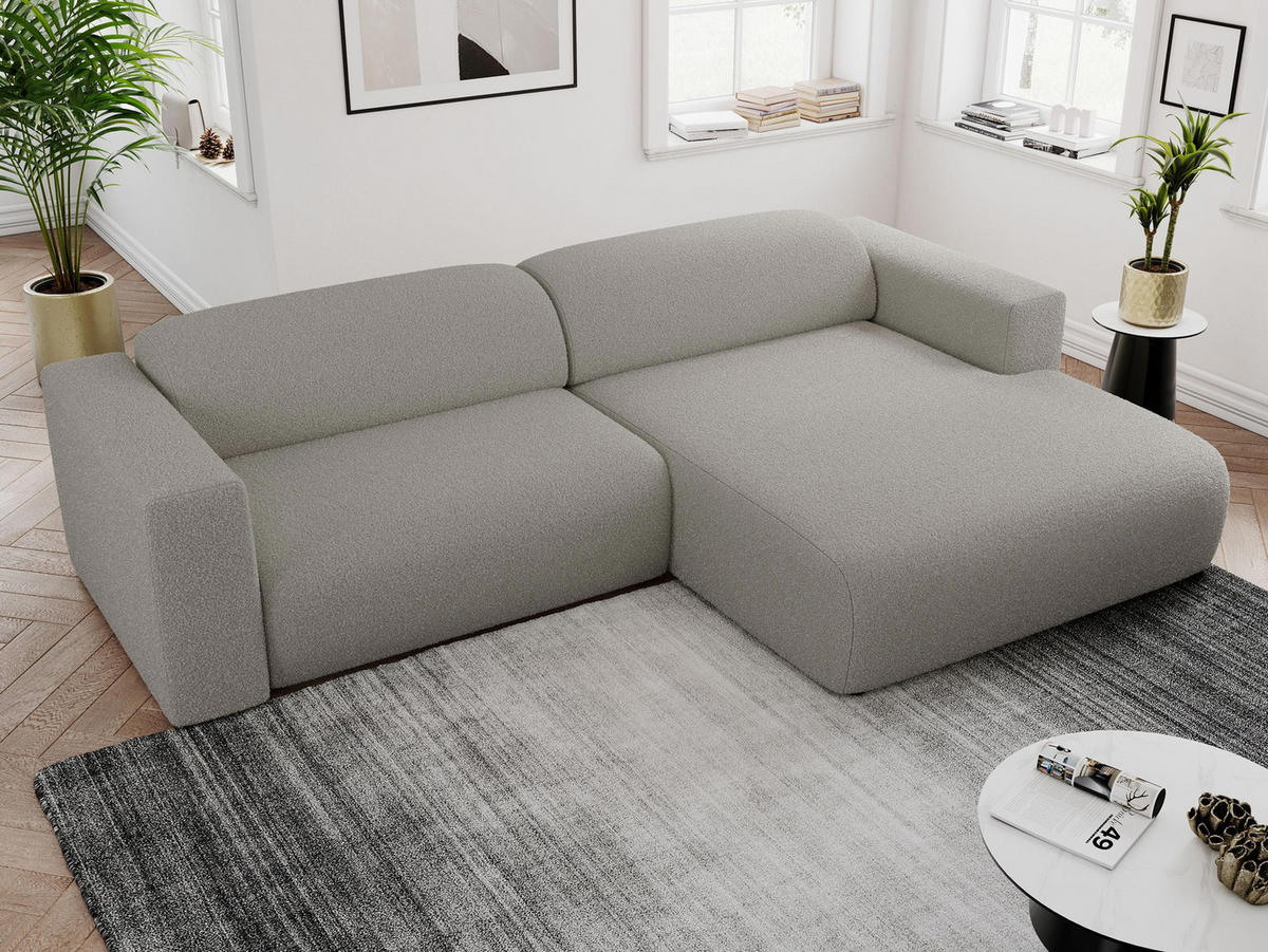 ECKSOFA PASADENA Grau Bouclé - Rechts Seite - Schwarz/Grau, Kunststoff/Textil (180/288cm) - MKS
