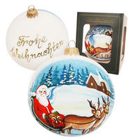 CHRISTBAUMKUGEL Weihnachtsmann auf Schlitten Weiß 10cm (Glas / 1 Stk.) - Weiß, Glas (10/10/10cm) - Krebs Glas Lauscha