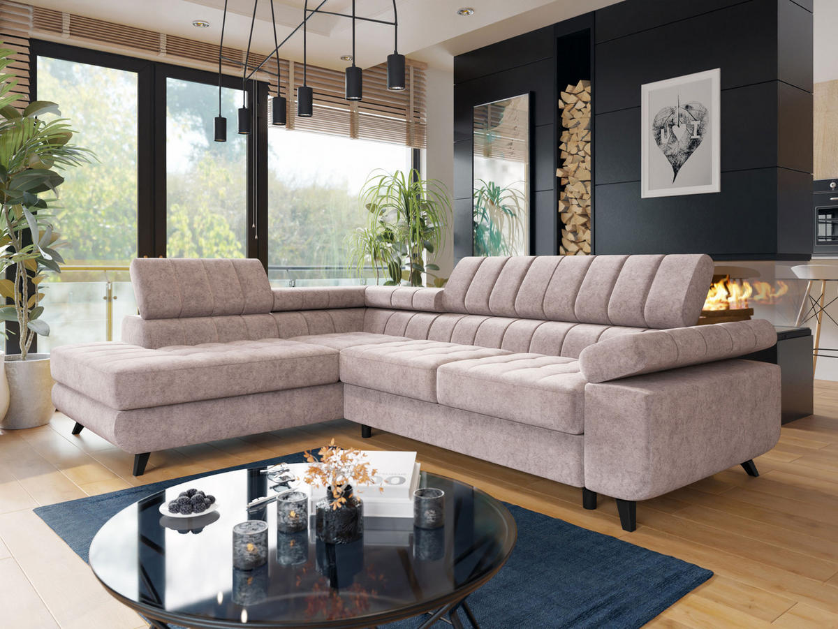 ECKSOFA Nord Premium, Seite: Links - Anthrazit/Hellgrau, Holz/Textil (264/203cm) - MIRJAN24