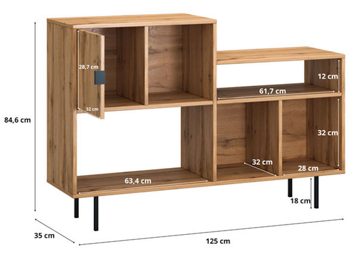 KOMMODE Kendo Wotan Eiche 125 / 35 / 84cm - Eiche Wotan/Braun, Holz/Holzwerkstoff (125/84/35cm) - Feldmann-Wohnen