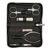 NAGELPFLEGE Set BCI 03 6-tlg. im Lederetui, Edelstahl, Nappaleder, Silberfarben, Schwarz - Silberfarben, Metall (1/1/2.08cm) - Kai Messer