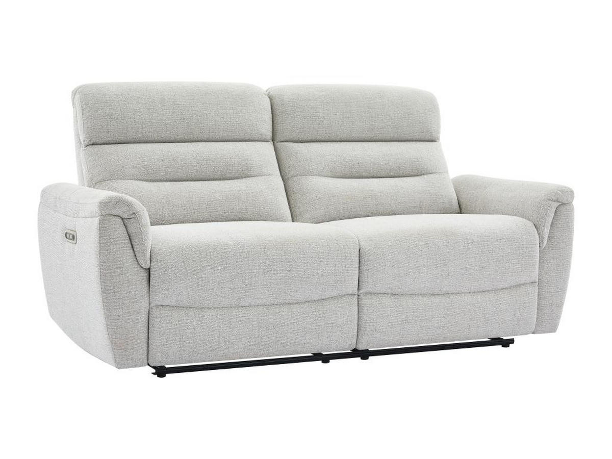 3-SITZER Sofa + elektrischer Relaxsessel - Strukturstoff - Hellgrau - BREVIO - Hellgrau, Textil (91/101/193cm) - Vente-Unique