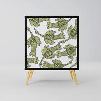 SIDEBOARD SEEDLING SONGBIRD, Schwarz, 57,5x42x75,5 cm, Goldfarbene Metallfüße - Goldfarben/Multicolor, Holzwerkstoff/Metall (57.5/75.5/42cm) - SpaceRebels
