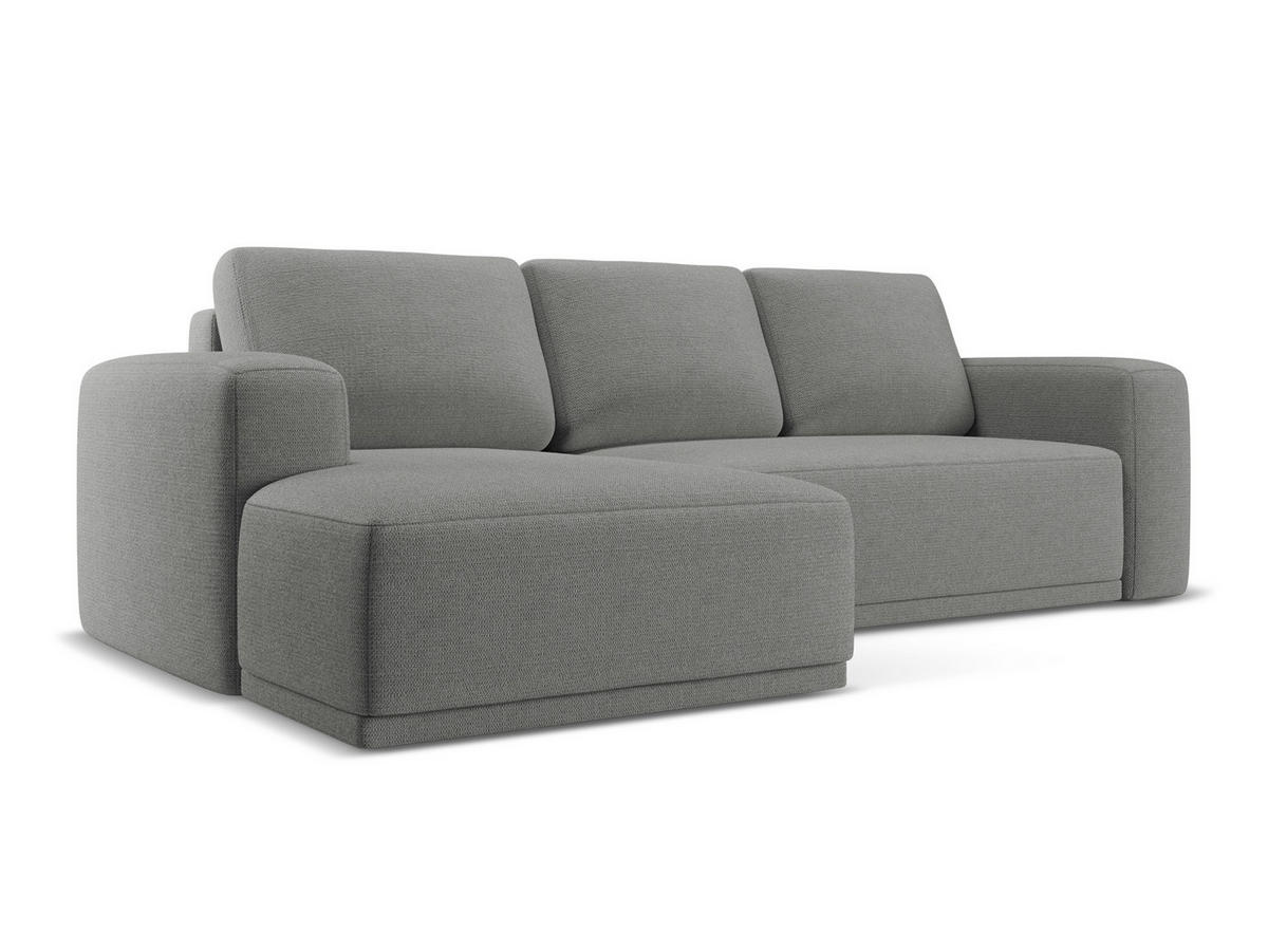 ECKSOFA mit Schlaffunktion Chenille Stoff Grau - Schieferfarben/Schwarz, Kunststoff/Textil (160/258cm) - Makamii