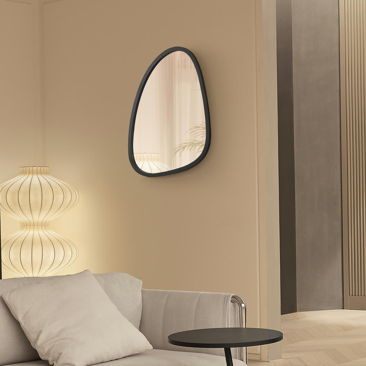 WANDSPIEGEL Grottole - Schwarz, Glas/Holzwerkstoff (46/62/58cm) - [en.casa]