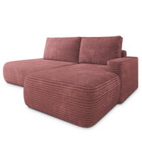 ECKSOFA AVINI T R-S Rosa Kordstoff mit Schlaffunktion - Rosa, Holzwerkstoff/Textil (277/160cm) - MASSENO
