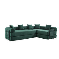 MODULARES Sofa 270/180/64 cm aus Cord mit Schlaffunktion und Seitentasche Smaragdgrün - Smaragdgrün, Textil (180/64/270cm) - Modenvie
