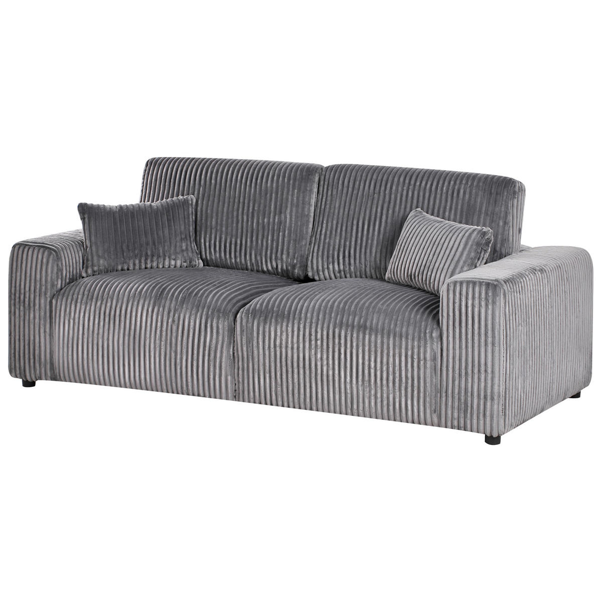 3-SITZER-SOFA Cord Grau Sandora - Grau, Textil (216/87/98cm) - Beliani