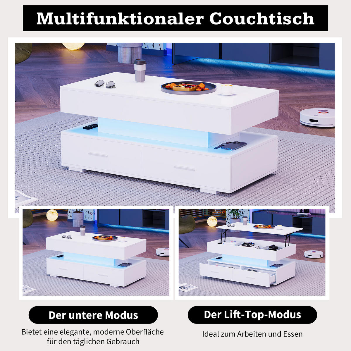 COUCHTISCH Weiß 100/50/44 cm - Weiß, Holzwerkstoff (100/50/44cm) - Urban Meuble