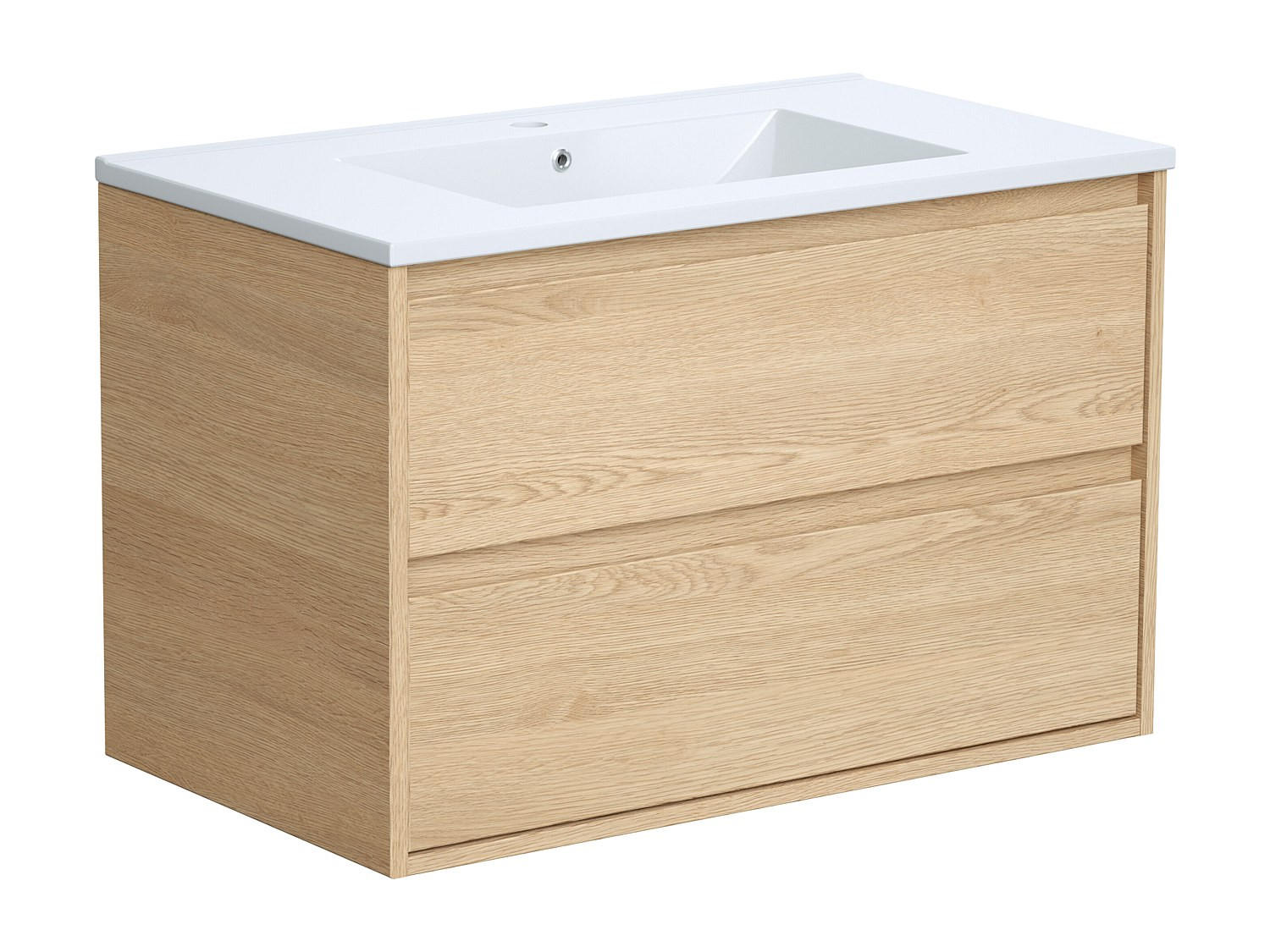 EINZELWASCHTISCH - 80 cm x 45 cm - holz - naturfarben hell Milipam - Weiß, Keramik/Holz (80/50/45cm) - Vente-Unique