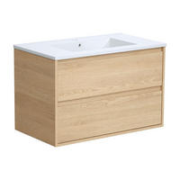 EINZELWASCHTISCH - 80 cm x 45 cm - holz - naturfarben hell Milipam - Weiß, Keramik/Holz (80/50/45cm) - Vente-Unique