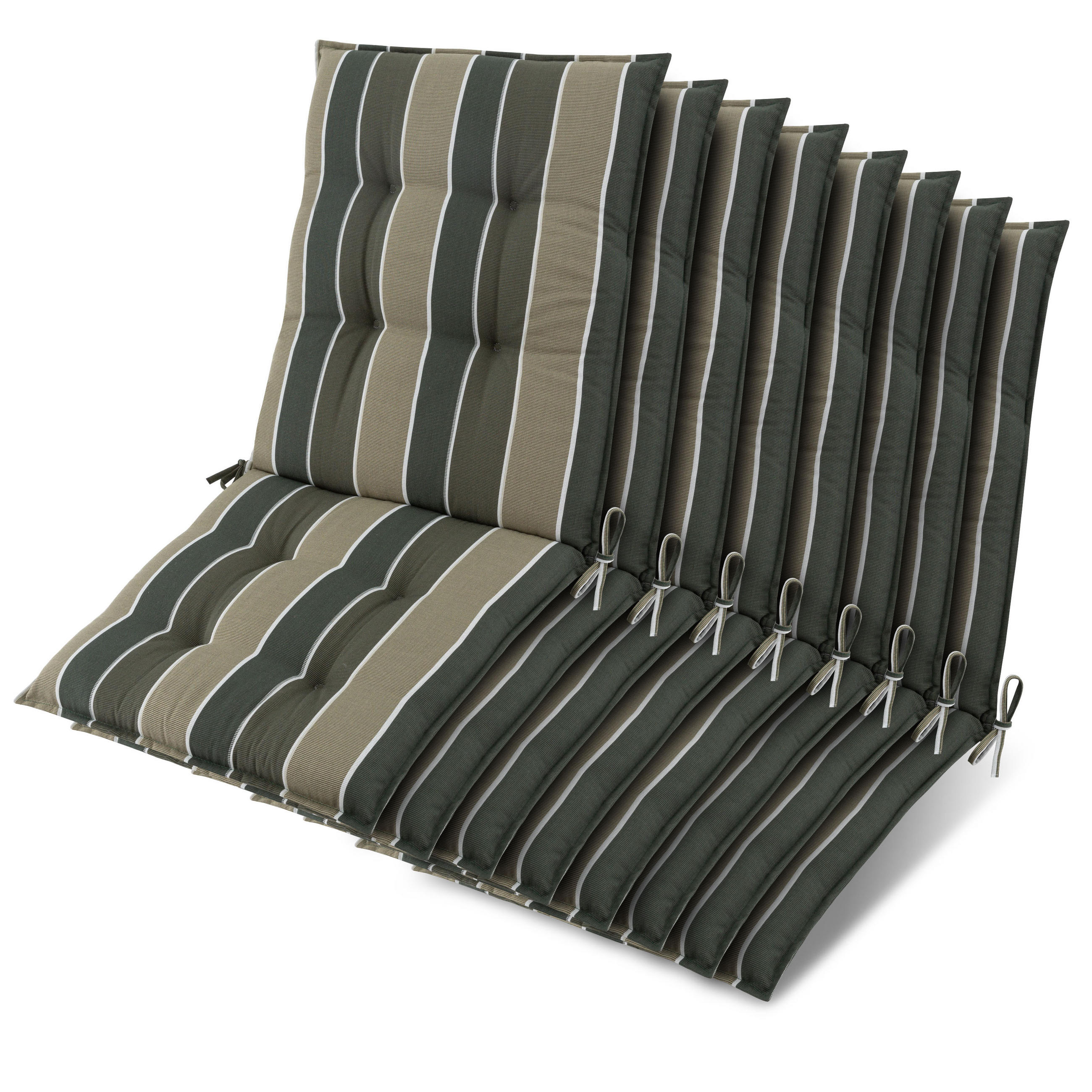 NIEDERLEHNER Sun-NL 105x50x8cm Grün-Gestreift (8tlg) - Grün, Textil (50/100cm) - Beautissu 