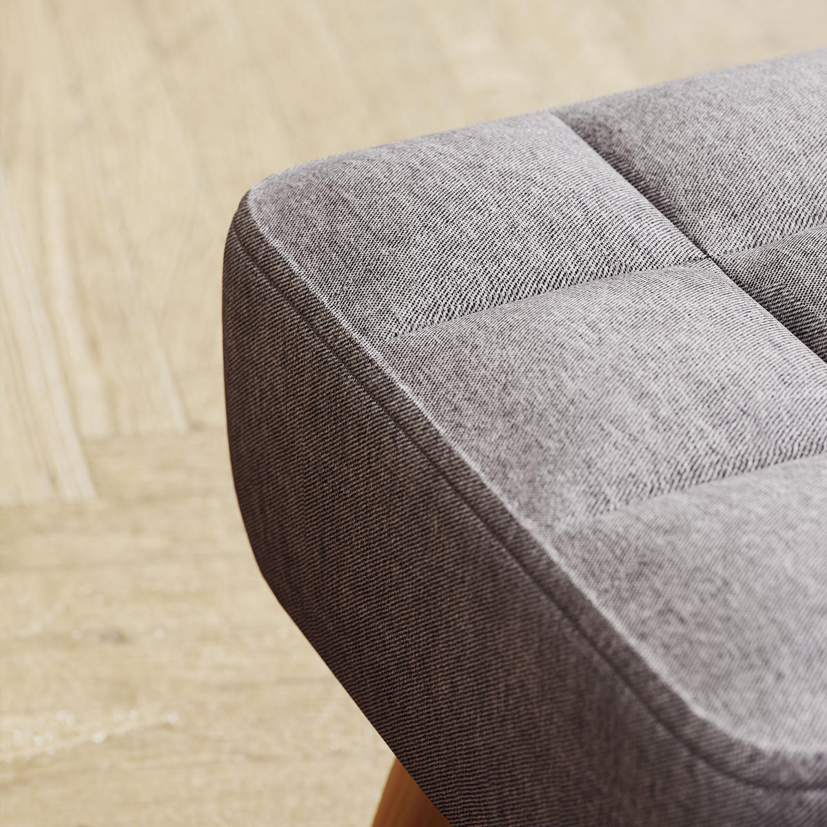 HOCKER DE-16433 gepolstert mit Holzbeinen Grau - Grau, Textil (27/26/27cm) - ComfortXL
