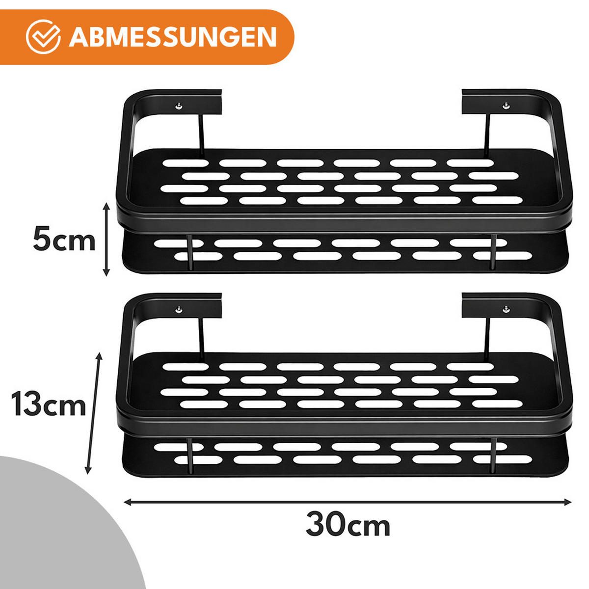 DUSCHABLAGE 2er Set Duschregal - Schwarz, Metall (13/5/30cm) - KRUMAD