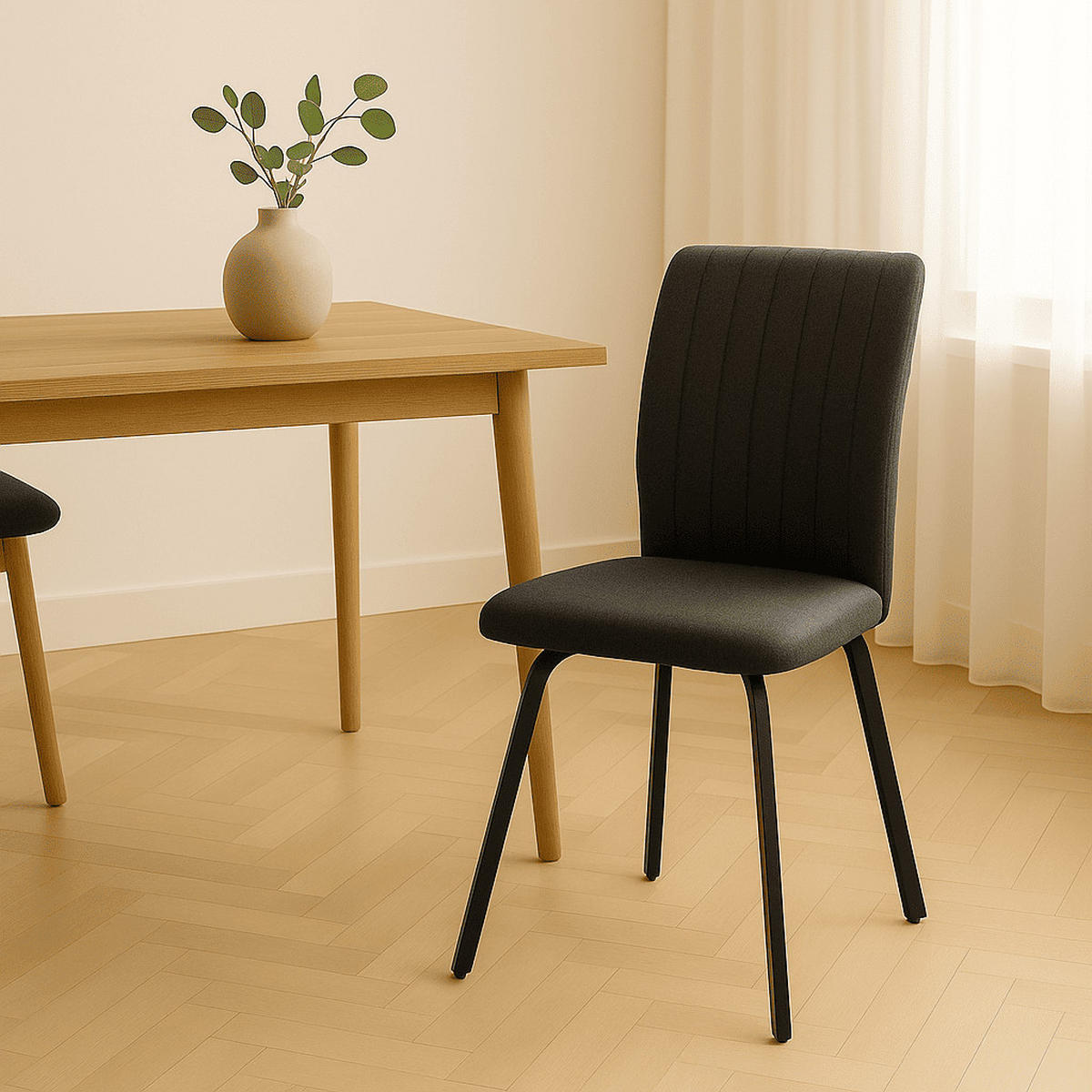 ESSZIMMERSTUHL Pretty Grau 45.5/57/48 cm 4er-Set - Dunkelgrau, Textil (57/48/45.5cm) - Calicosy