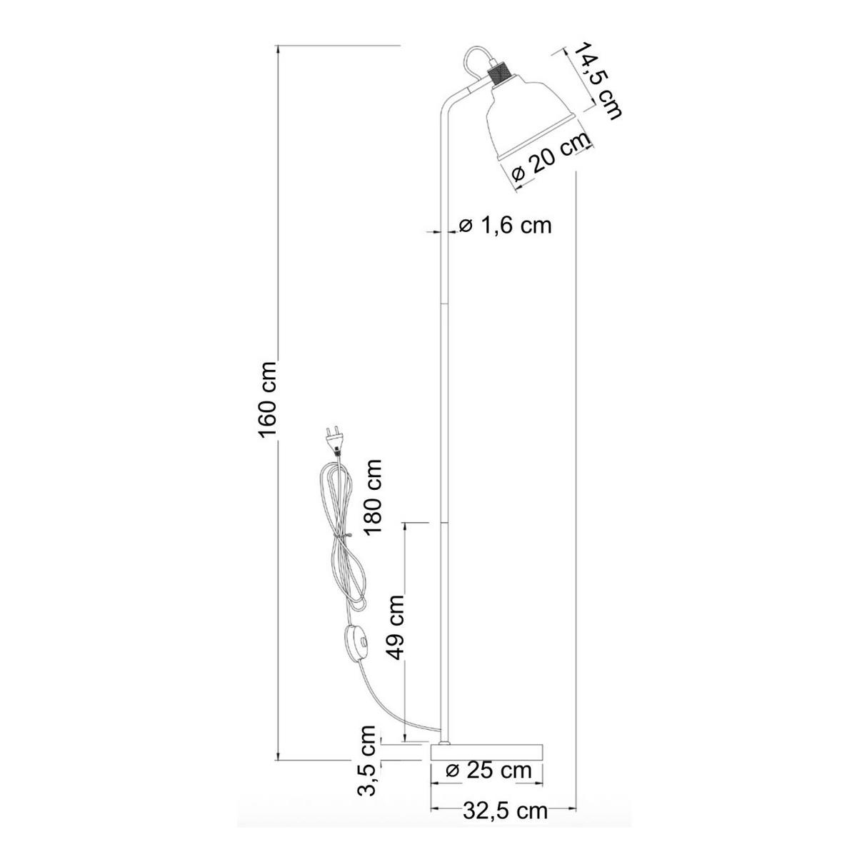 STEHLEUCHTE Linz, Schwarz und rauchgrau, 160cm - Schwarz, Glas (32/25/160cm) - KOSILUM