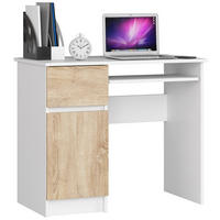 SCHREIBTISCH Weiß, Sonoma Eiche 90x50x77 cm - Weiß/Sonoma Eiche, Holzwerkstoff (50/90/77cm) - Akord