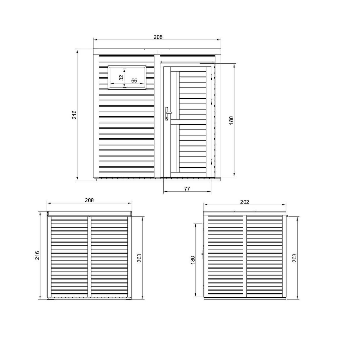 GARTENHAUS Holz 4,20 m² M325F1+M325G - Naturfarben, Holz (208/216/202cm) - Timbela