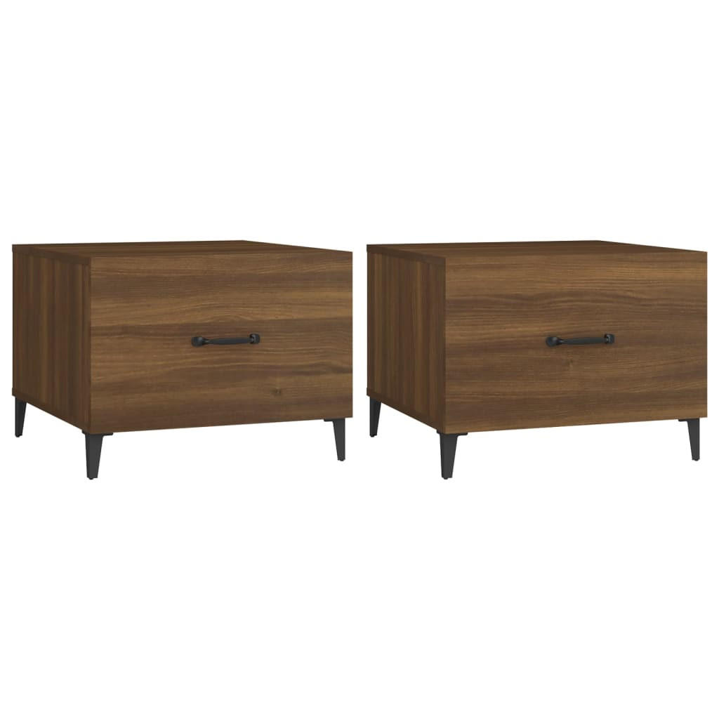 COUCHTISCHE Metallbeine 2 Stk. Braun Eichen-Optik 50x50x40 cm - Braun, Holzwerkstoff (50/50/40cm) - furnicato