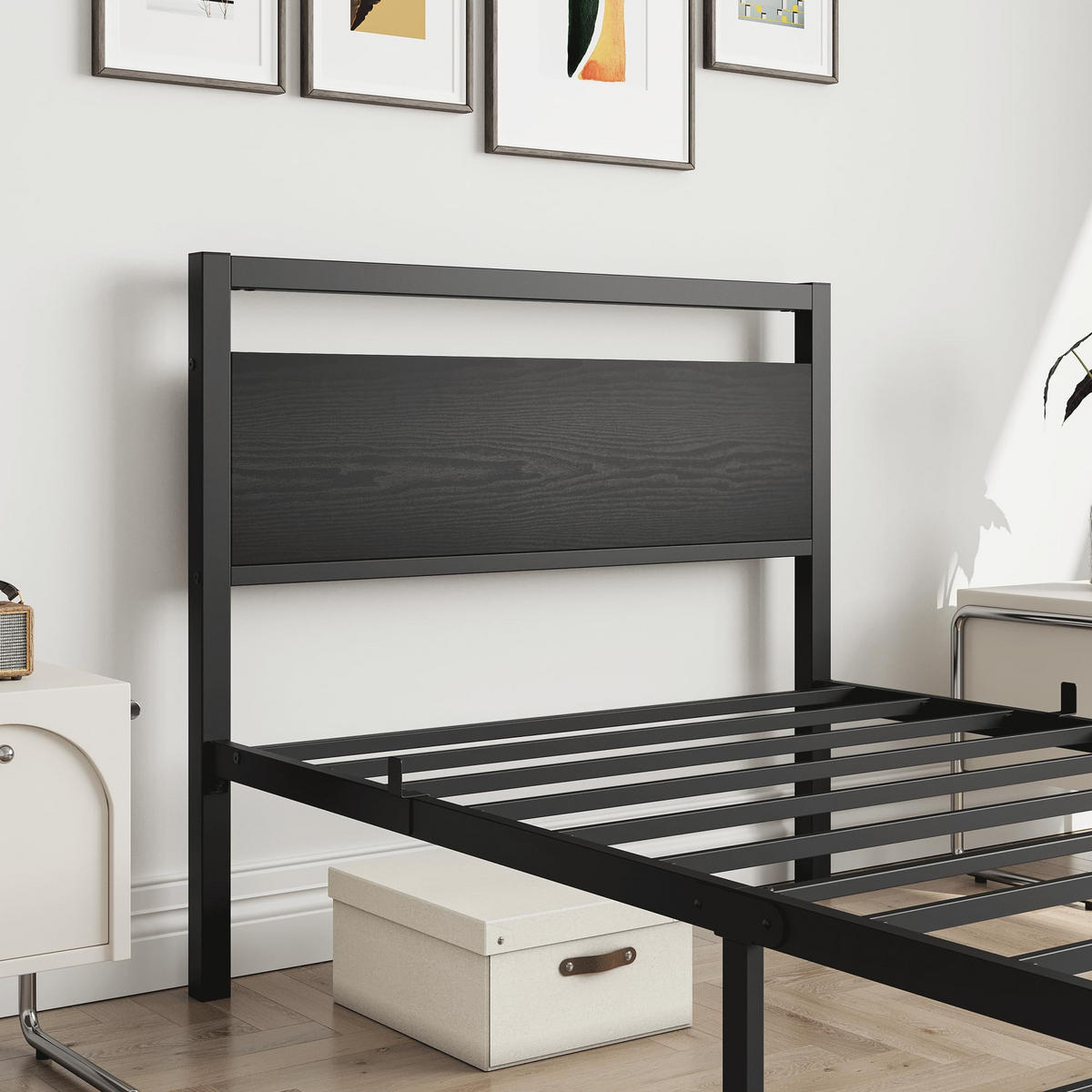 METALLBETT 90/200 cm DE-33024 mit Lattenrost und Stauraum Schwarz - Schwarz, Metall (90/200cm) - ComfortXL