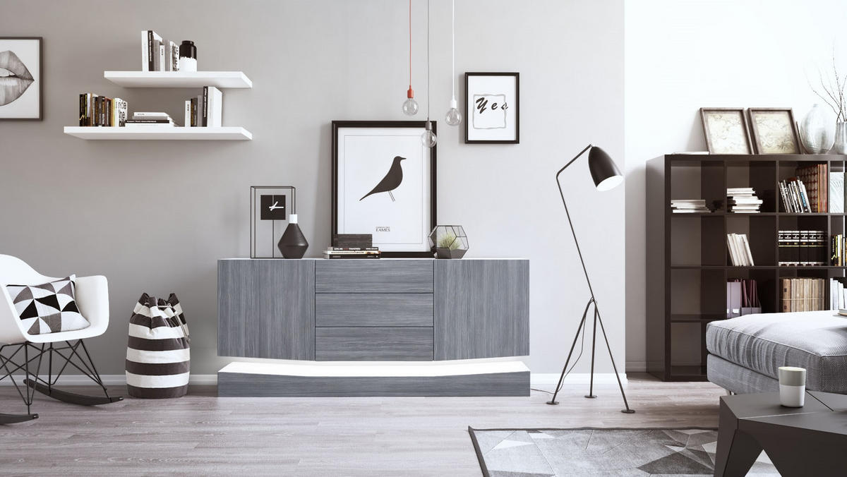 SIDEBOARD City Fronten in Avola-Anthrazit - Anthrazit, Holzwerkstoff (178/82/39cm) - Vladon