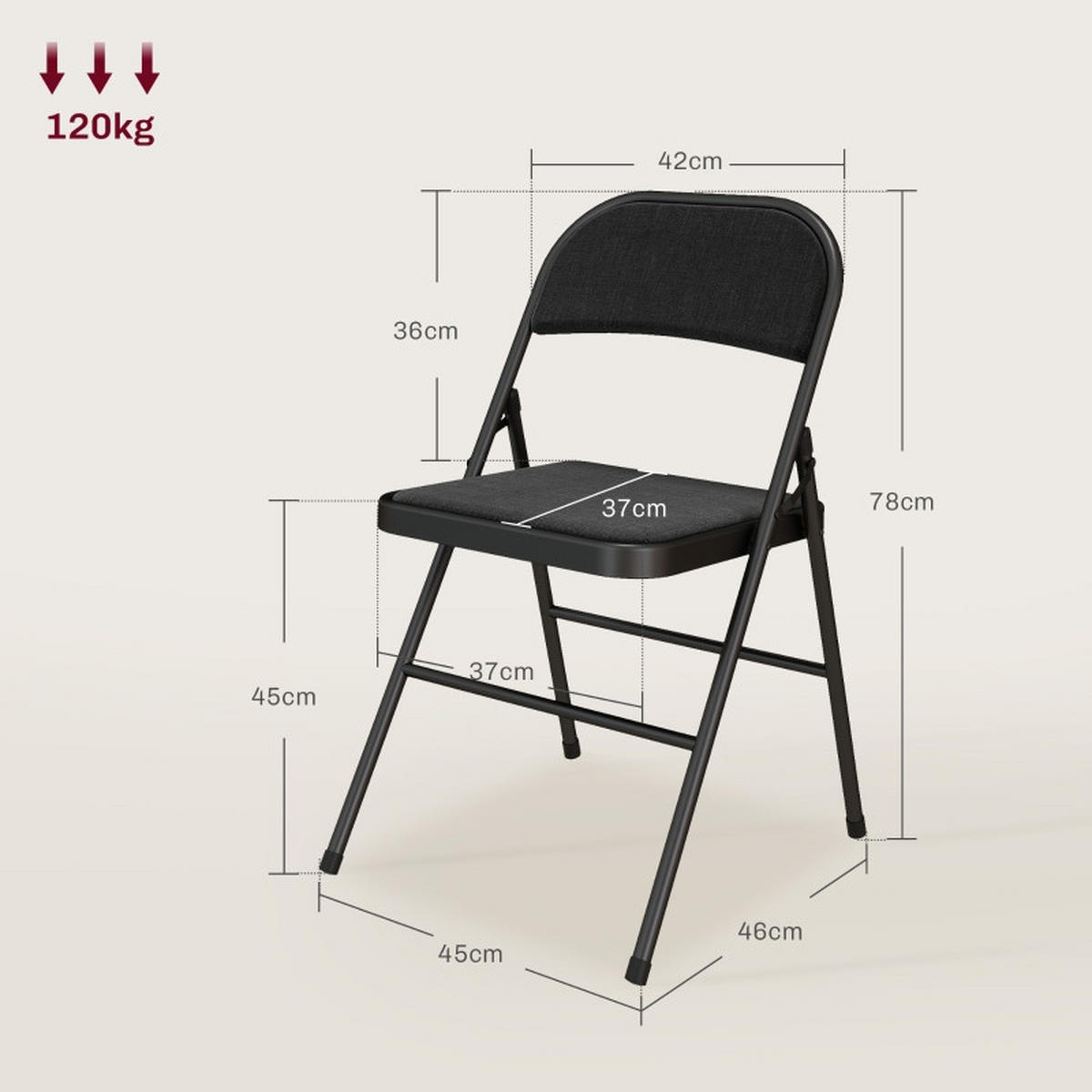 KLAPPSTUHL DE-36025 4er Set Schwarz - Schwarz, Metall (45/78/46cm) - ComfortXL