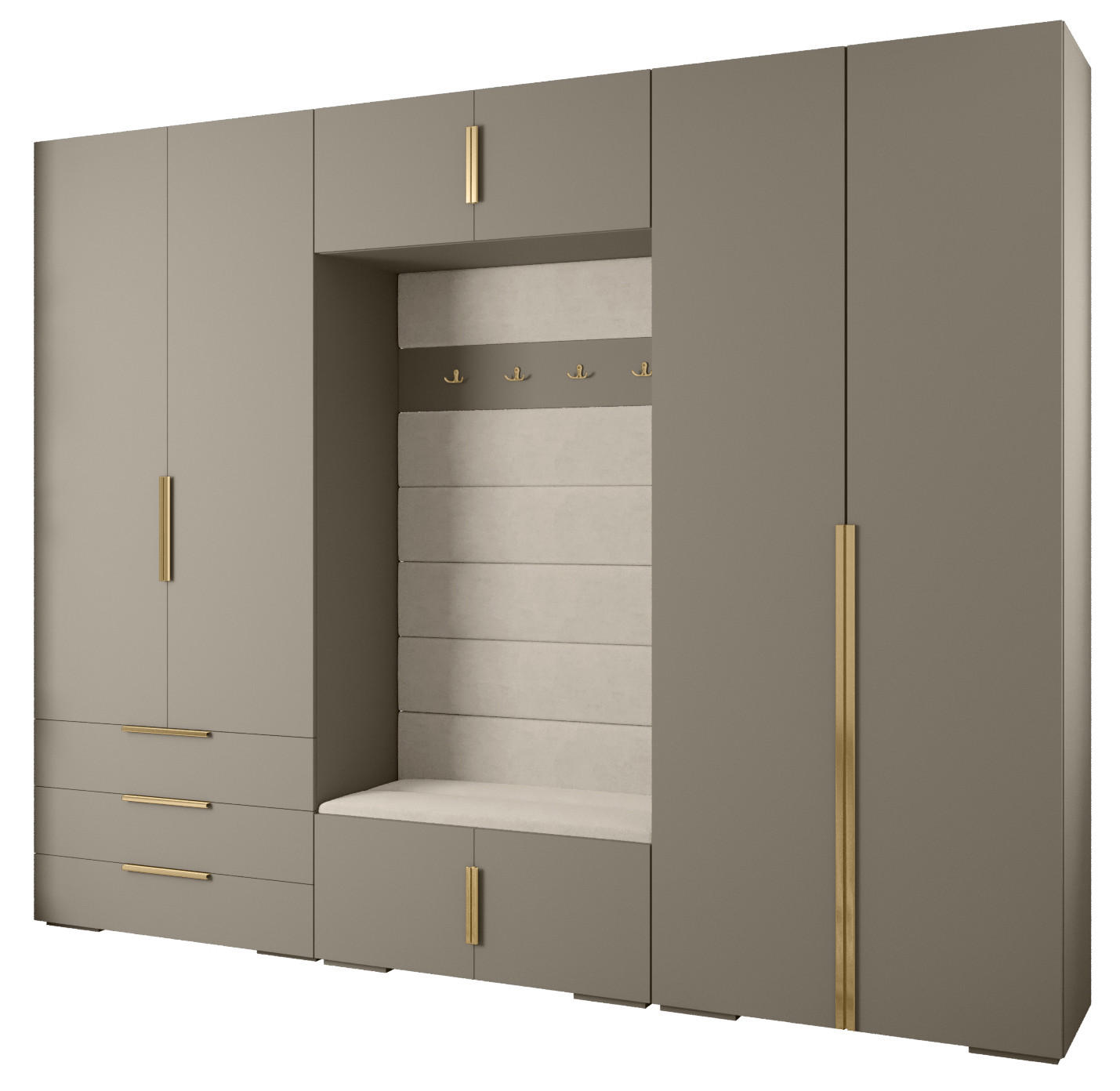GARDEROBEN-SET 236,7/300/47 - Kaschmir/Goldfarben, Holz/Kunststoff (300/236.7/47cm) - Abiks Möbel
